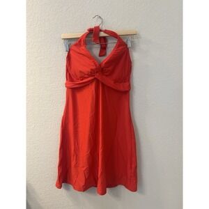 Athleta Women 36 D/DD Red TARA HALTER SWIM DRESS Bra Summer Beach Swimsuit